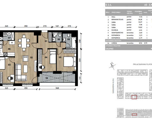 Slika Četverosobni poslovni prostor - apartman od 89,10 m² u novogradnji na križanju Prilaza baruna Filipovića i Cankareve ulice u Zagrebu