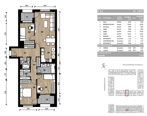 Slika Četverosobni poslovni prostor - apartman od 91,89 m² u novogradnji na križanju Prilaza baruna Filipovića i Cankareve ulice u Zagrebu