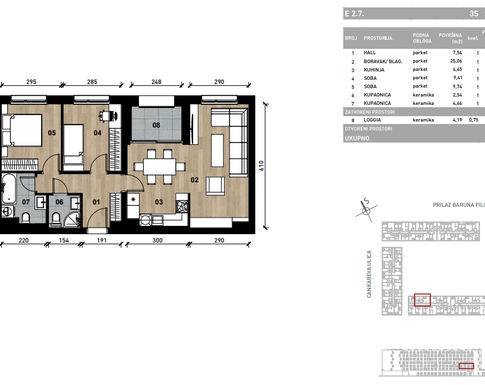 Slika Trosobni poslovni prostor - apartman od 66,74 m² u novogradnji na križanju Prilaza baruna Filipovića i Cankareve ulice u Zagrebu