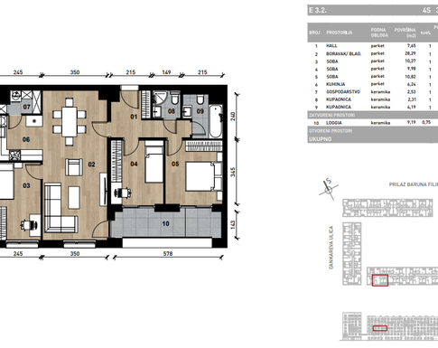 Slika Četverosobni poslovni prostor - apartman od 89,17 m² u novogradnji na križanju Prilaza baruna Filipovića i Cankareve ulice u Zagrebu