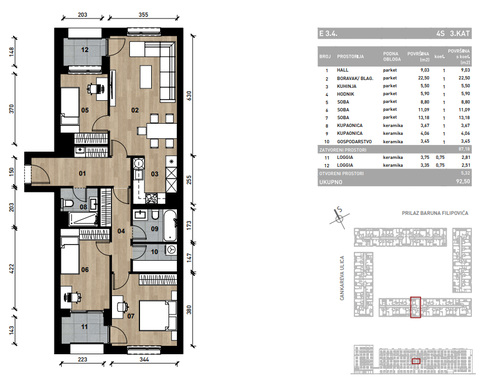 Slika Četverosobni poslovni prostor - apartman od 92,50 m² u novogradnji na križanju Prilaza baruna Filipovića i Cankareve ulice u Zagrebu