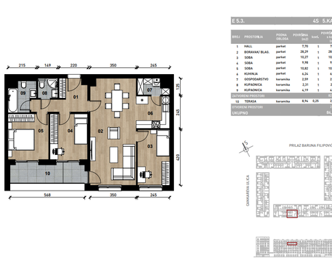 Slika Četverosobni poslovni prostor - apartman od 84,63 m² u novogradnji na križanju Prilaza baruna Filipovića i Cankareve ulice u Zagrebu