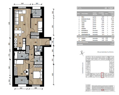 Slika Četverosobni poslovni prostor - apartman od 91 m² u novogradnji na križanju Prilaza baruna Filipovića i Cankareve ulice u Zagrebu