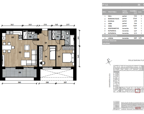 Slika Trosobni poslovni prostor - apartman od 77,12 m² u novogradnji na križanju Prilaza baruna Filipovića i Cankareve ulice u Zagrebu