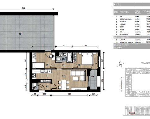 Slika Trosobni poslovni prostor - apartman od 72,37 m² u novogradnji na križanju Prilaza baruna Filipovića i Cankareve ulice u Zagrebu