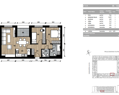 Slika Trosobni poslovni prostor - apartman od 66,90 m² u novogradnji na križanju Prilaza baruna Filipovića i Cankareve ulice u Zagrebu