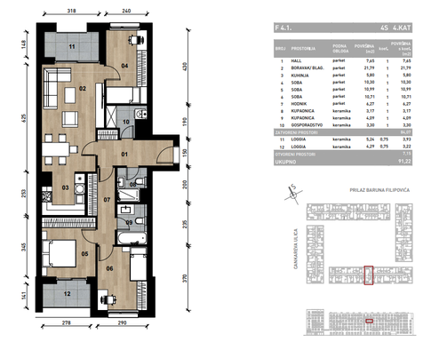 Slika Četverosoban poslovni prostor - apartman od 91,22 m² u novogradnji na križanju Prilaza baruna Filipovića i Cankareve ulice u Zagrebu