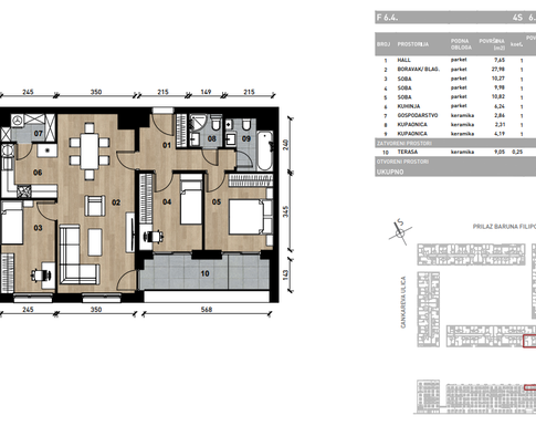 Slika Četverosobni poslovni prostor - apartman od 84,56 m² u novogradnji na križanju Prilaza baruna Filipovića i Cankareve ulice u Zagrebu