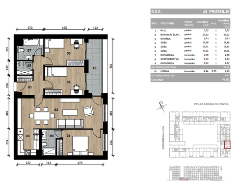 Slika Četverosoban poslovni prostor - apartman od 94,07 m² u novogradnji na križanju Prilaza baruna Filipovića i Cankareve ulice u Zagrebu