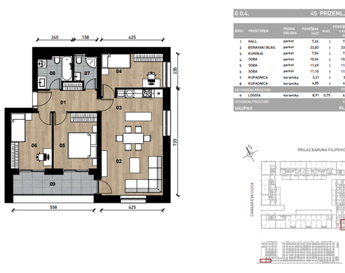 Slika Četverosoban poslovni prostor - apartman od 86,28 m² u novogradnji na križanju Prilaza baruna Filipovića i Cankareve ulice u Zagrebu