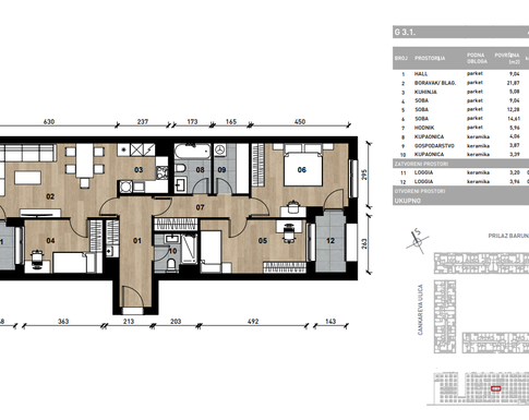 Slika Četverosobni poslovni prostor - apartman od 94,57 m² u novogradnji na križanju Prilaza baruna Filipovića i Cankareve ulice u Zagrebu