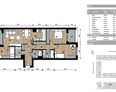 Slika Četverosobni poslovni prostor - apartman od 94,28 m² u novogradnji na križanju Prilaza baruna Filipovića i Cankareve ulice u Zagrebu