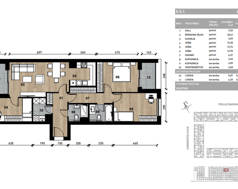 Slika Četverosobni poslovni prostor - apartman od 95,55 m² u novogradnji na križanju Prilaza baruna Filipovića i Cankareve ulice u Zagrebu