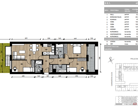 Slika Četverosobni poslovni prostor - apartman s vrtom od 91,60 m² u novogradnji na križanju Prilaza baruna Filipovića i Cankareve ulice u Zagrebu