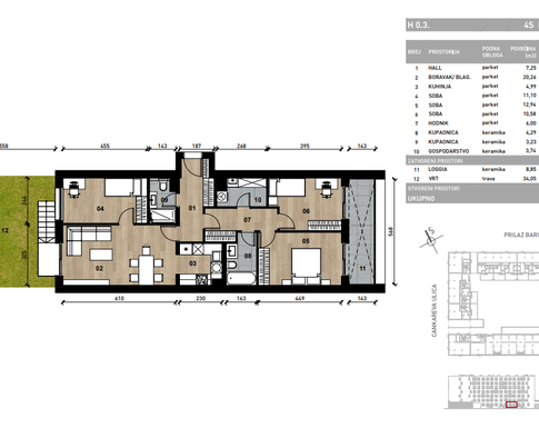 Slika Četverosobni poslovni prostor - apartman od 94,43 m² u novogradnji na križanju Prilaza baruna Filipovića i Cankareve ulice u Zagrebu