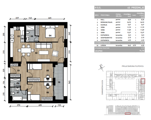 Slika Četverosobni poslovni prostor - apartman od 94,70 m² u novogradnji na križanju Prilaza baruna Filipovića i Cankareve ulice u Zagrebu