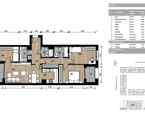 Slika Četverosobni poslovni prostor - apartman od 94,08 m² u novogradnji na križanju Prilaza baruna Filipovića i Cankareve ulice u Zagrebu