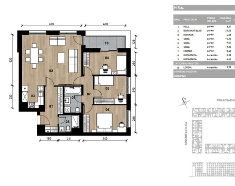Slika Četverosobni poslovni prostor - apartman od 92,41 m² u novogradnji na križanju Prilaza baruna Filipovića i Cankareve ulice u Zagrebu
