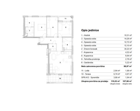 Slika ARDEA SAMOBOR, NOVOGRADNJA, ČETVEROSOBNI STAN, 107,66 m², LOĐA I TERASA