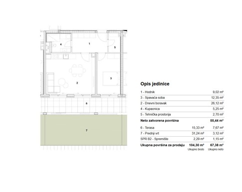 Slika ARDEA SAMOBOR, NOVOGRADNJA, DVOSOBNI STAN, 67,38m², TERASA I VRT