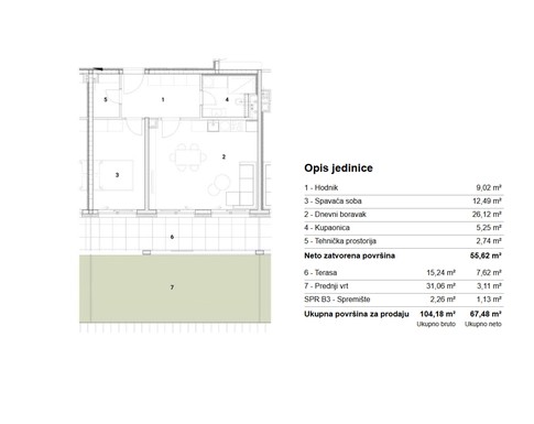 Slika ARDEA SAMOBOR, NOVOGRADNJA, DVOSOBNI STAN, 67,48 m², TERASA I VRT