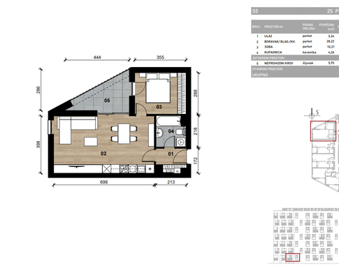 Slika Moderan dvosoban stan od 46,03 kvadrata u novogradnji u Bolničkoj ulici u Vrapču, Zagreb
