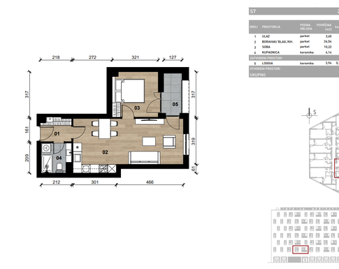 Slika Moderan dvosoban stan od 47,51 kvadrata u novogradnji u Bolničkoj ulici u Vrapču, Zagreb