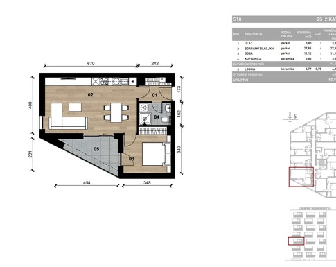Slika Moderan dvosoban stan od 50,93 kvadrata u novogradnji u Bolničkoj ulici u Vrapču, Zagreb