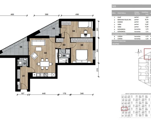 Slika Moderan trosoban stan od 75,46 kvadrata u novogradnji u Bolničkoj ulici u Vrapču, Zagreb