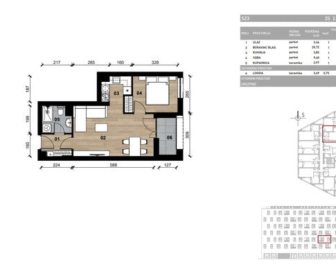 Slika Moderan dvosoban stan od 44,17 kvadrata u novogradnji u Bolničkoj ulici u Vrapču, Zagreb
