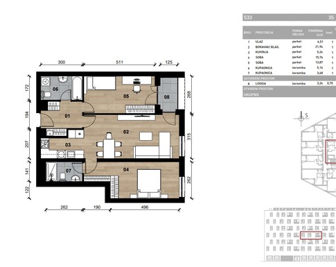 Slika Moderan trosoban stan od 74,59 kvadrata u novogradnji u Bolničkoj ulici u Vrapču, Zagreb