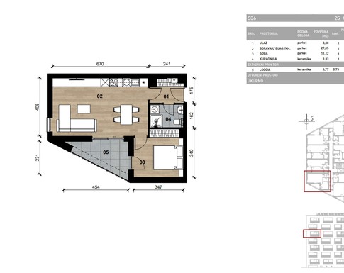 Slika Moderan dvosoban stan od 5,93 kvadrat u novogradnji u Bolničkoj ulici u Vrapču, Zagreb