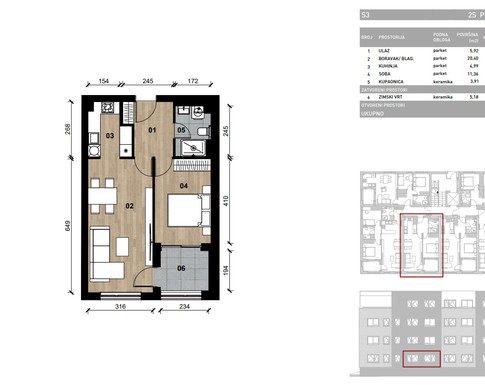 Slika Moderan dvosoban stan od 51,76 kvadrata u novogradnji, Dugave, Zagreb