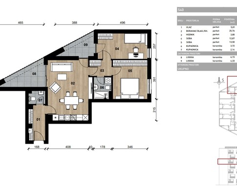 Slika Moderan trosobni stan od 75,46 kvadrata u novogradnji u Bolničkoj ulici u Vrapču, Zagreb