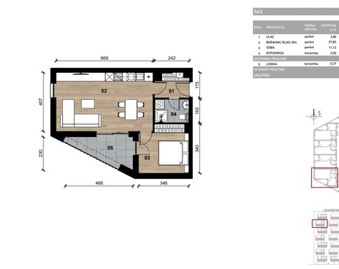 Slika Moderan dvosoban stan od 50,93 kvadrat u novogradnji u Bolničkoj ulici u Vrapču, Zagreb