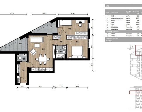 Slika Moderan trosoban stan od 75,46 kvadrata u novogradnji u Bolničkoj ulici u Vrapču, Zagreb