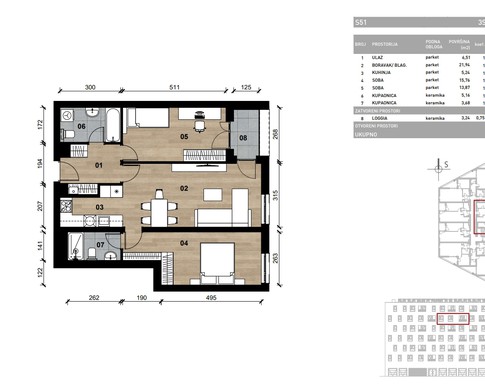 Slika Moderan trosoban stan od 74,59 kvadrata u novogradnji u Bolničkoj ulici u Vrapču, Zagreb