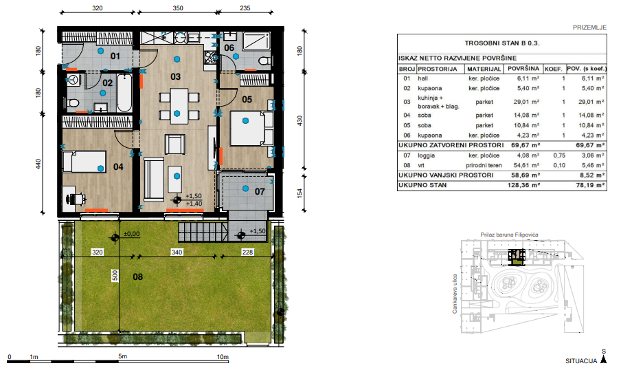 Slika Trosobni stan od 81,10 m² u novogradnji, Prilaz baruna Filipovića – Cankareva ulica, Zagreb