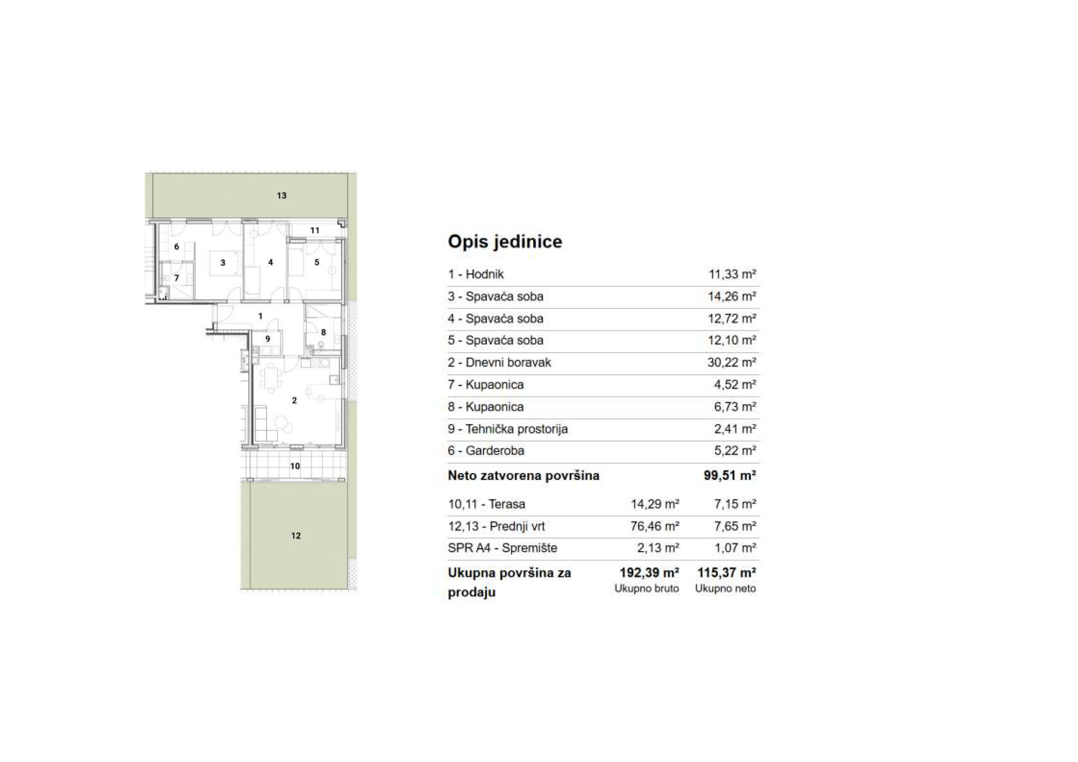 Slika ARDEA SAMOBOR, NOVOGRADNJA, ČETVEROSOBNI STAN, 115.37 m², TERASA I VRT