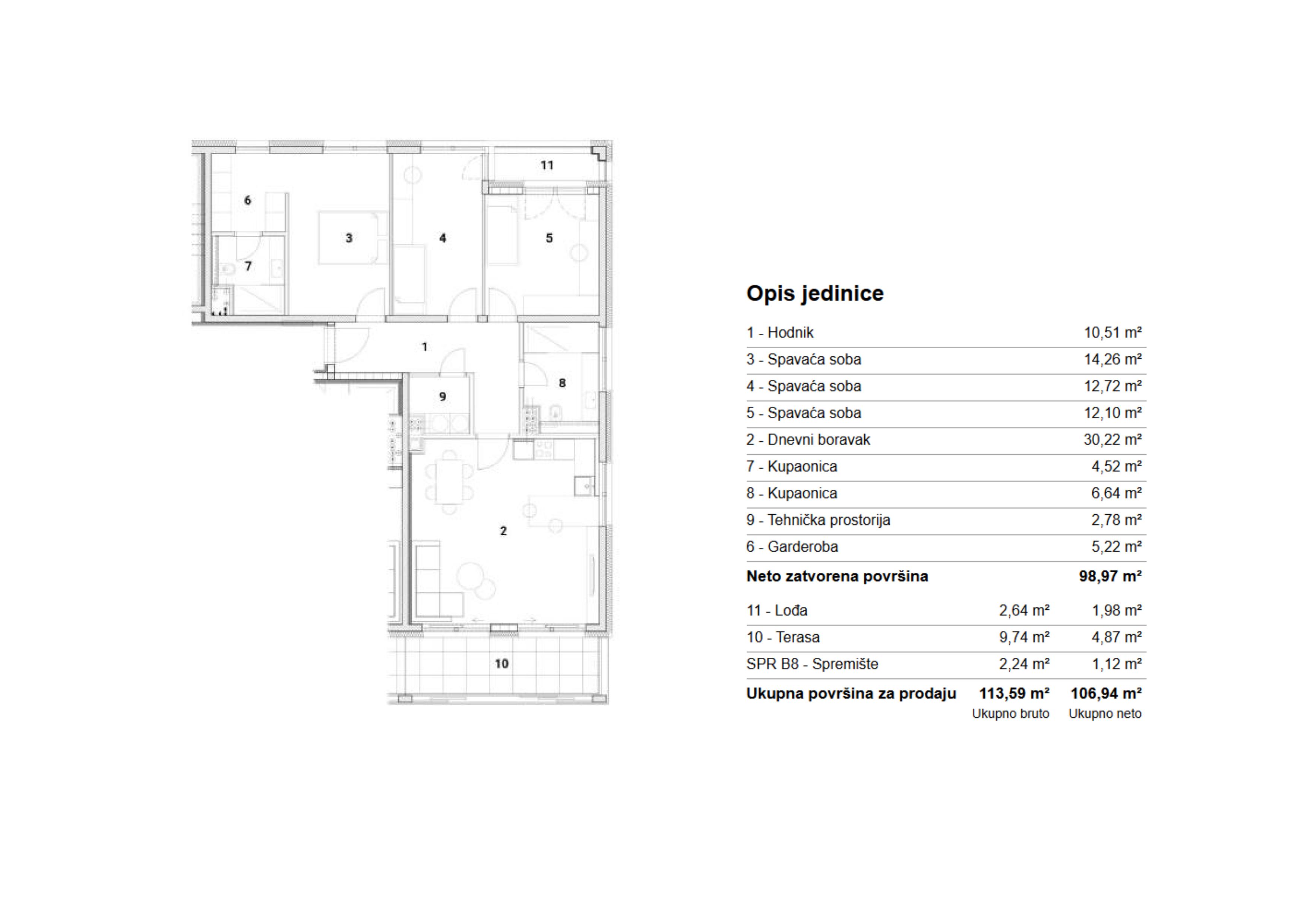 Slika ARDEA SAMOBOR, NOVOGRADNJA, ČETVEROSOBNI STAN, 106,94 m², LOĐA I TERASA